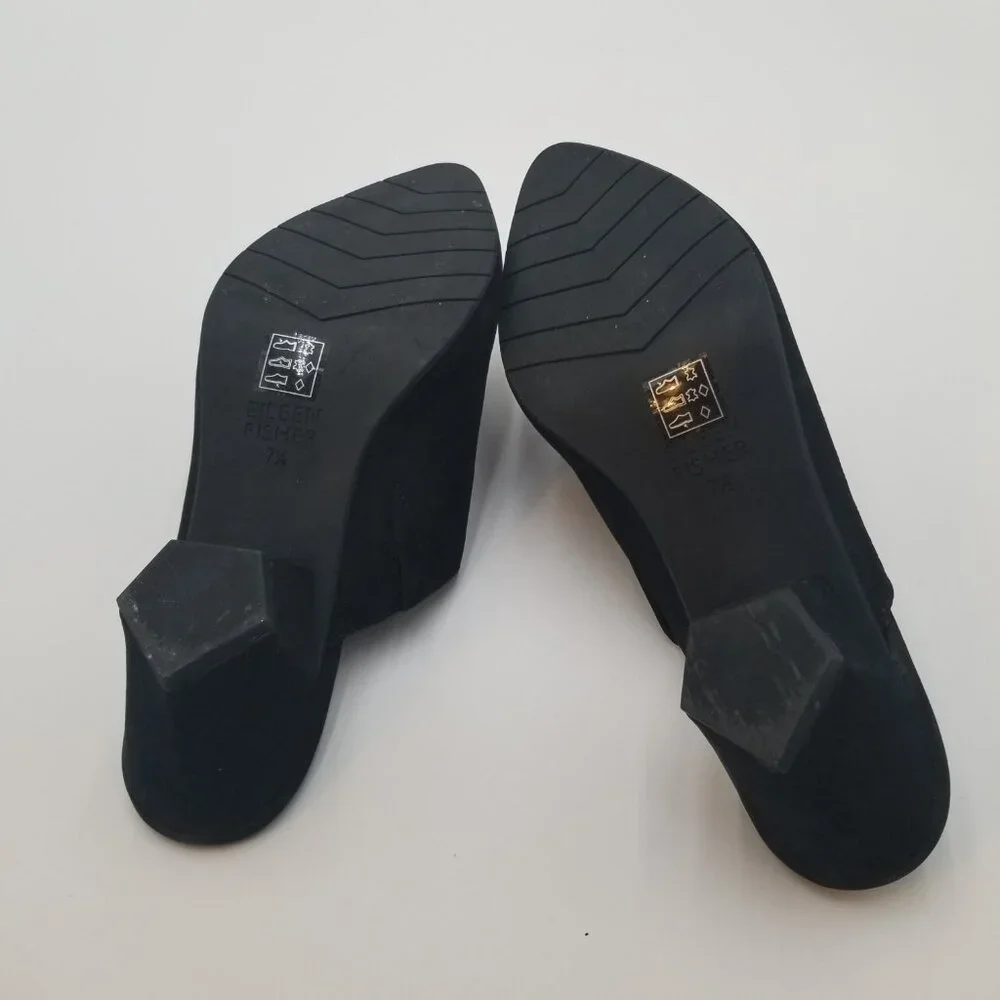 Eileen Fisher Genuine Suede Black Mules Suede Heeled size 7.5 - Picture 4 of 4